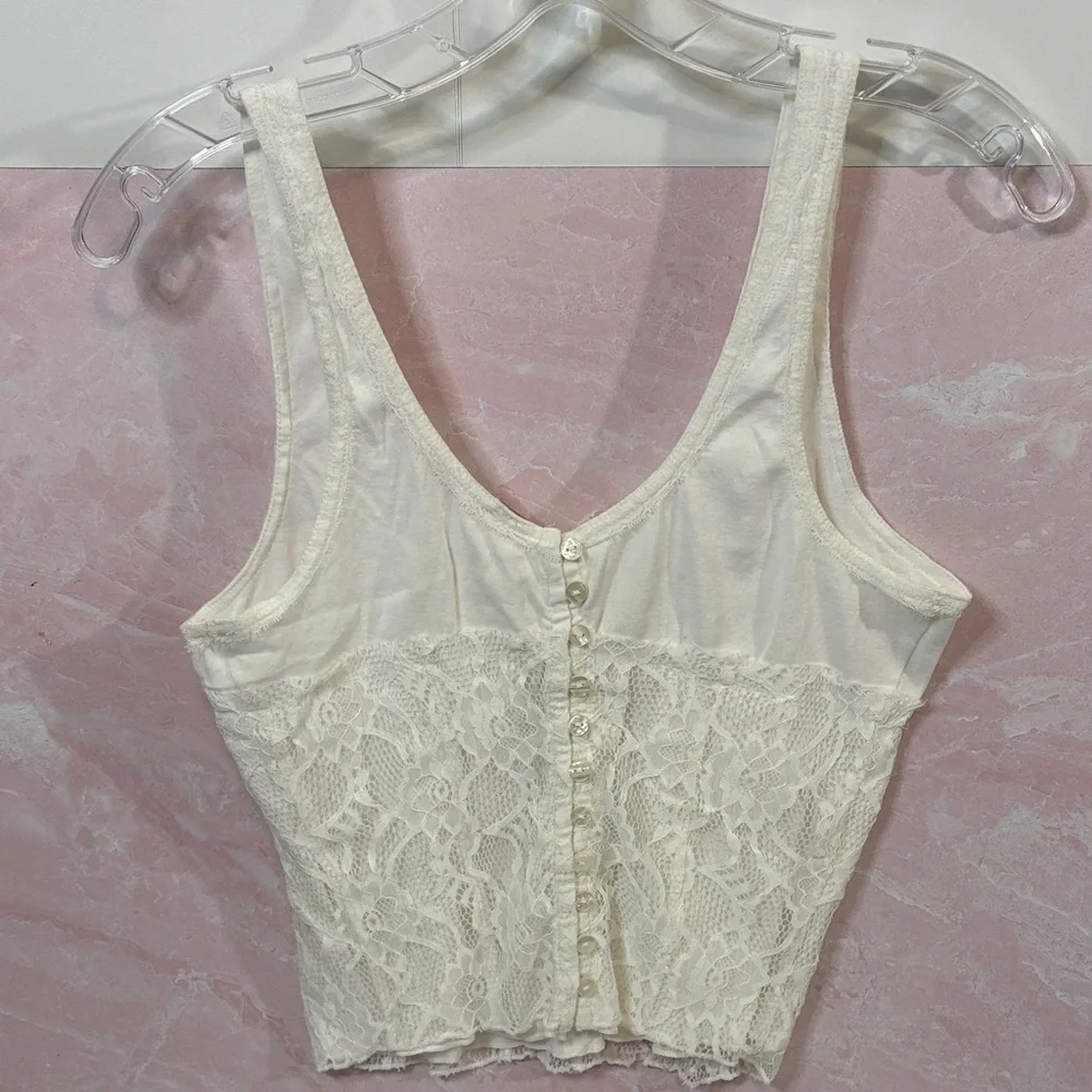 Free People Ivory Lace Detail Crop Top | Fully Lined | S